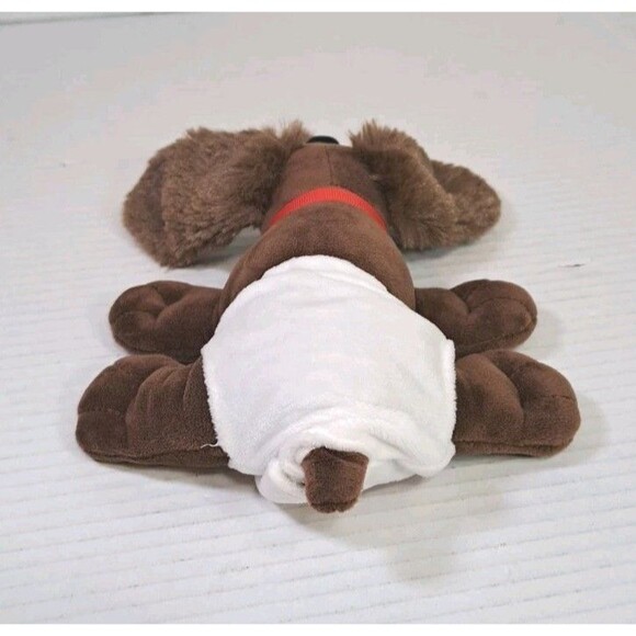 Hasbro Pound Puppies Brown Plush Dog 8" w/ Red Collar & Diaper Vintage Plushie - Picture 3 of 7